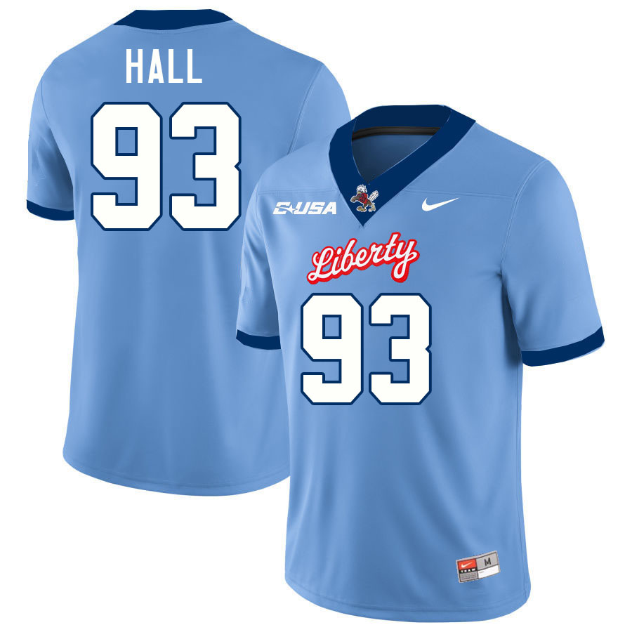 Liberty Flames #93 Eli Hall College Football Jerseys Stitched-Light Blue